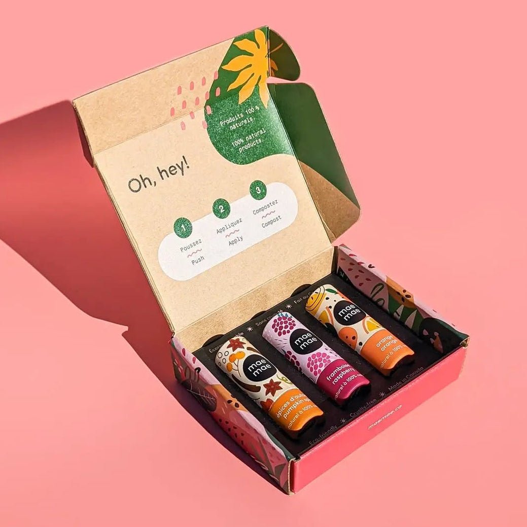 Limited Edition Lip Balm Trio – Raspberry, Citrus & Watermelon - ESSENCE BEAUTY BOX