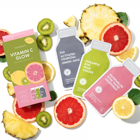 Vitamin C Glow Sheet Mask Kit – Set de 3 Mascarillas Antioxidantes | ESW Beauty